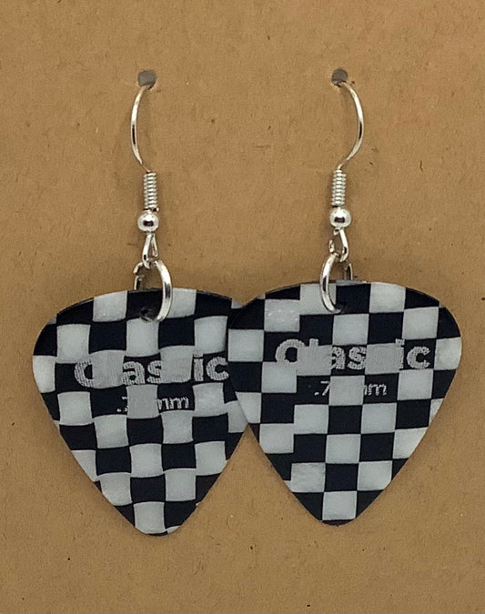 Black and White Checkered Earrings